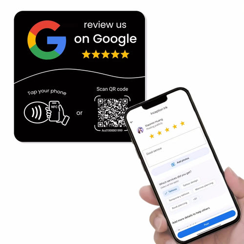 بطاقة تقييم قوقل المربعة NFC – أسود