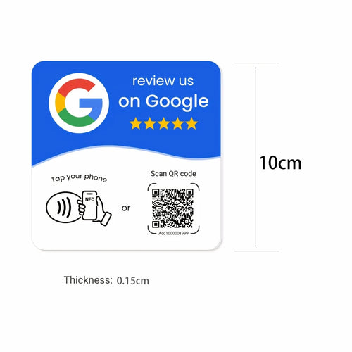بطاقة تقييم قوقل المربعة NFC – أزرق