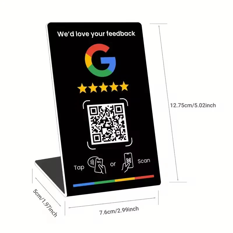 ستاند تقييم قوقل NFC + QR – أسود